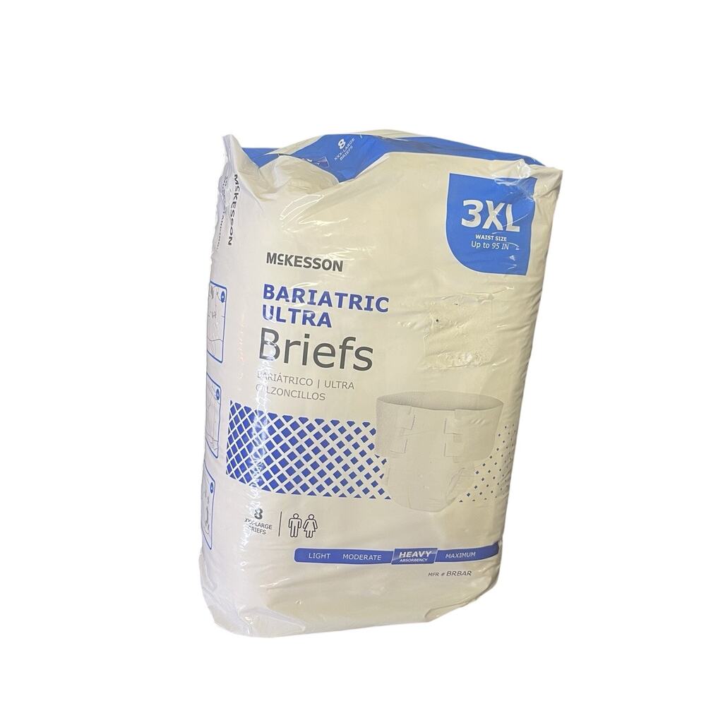 McKesson Ultra Plus Bariatric Disposable Briefs Diapers XXXL BRBAR Heavy 8 Ct